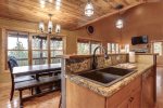 Cloud 9 Cabin kitchen with double sink. 